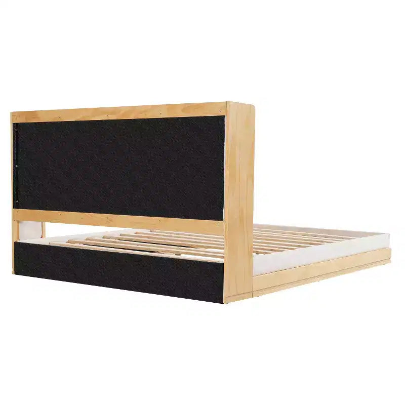 Mid-Century Modern Chenille Upholstered Platform Bed