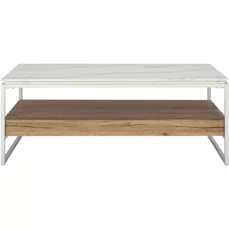 Aurelian Coffee Table - COF7016A - White Marble/Natural - Safavieh
