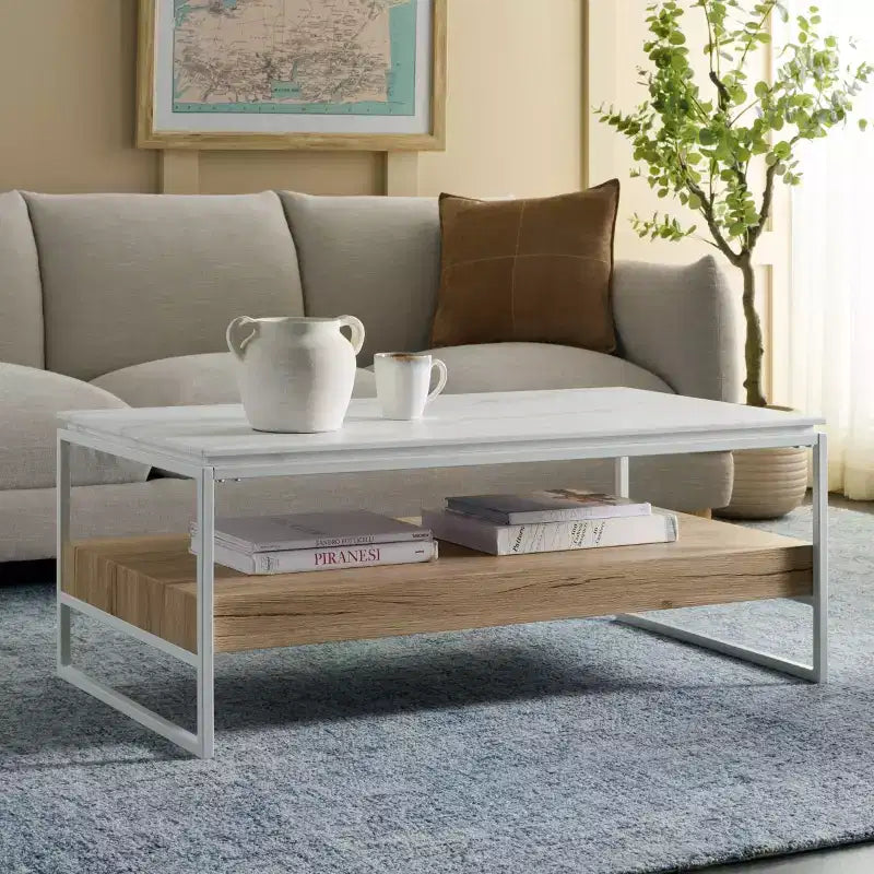 Aurelian Coffee Table White Marble/Natural