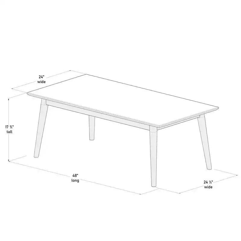 Mid-Century Modern Rectangular Coffee Table (48in x 24in / 1220mm x 610mm)