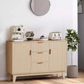 Fluted Sideboard Buffet Cabinet Storage, Kitchen Storage Cabinet with 2 Doors & 3 Drawer, Wood Coffee Bar Buffet Table for Dining Room Living Room
