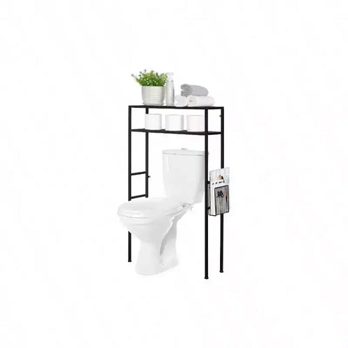 2 - Tier Over Toilet Storage Space Saver Metal Bathroom Shelves Freestanding Above Over Toilet Storage Shelf with 1 Magazine