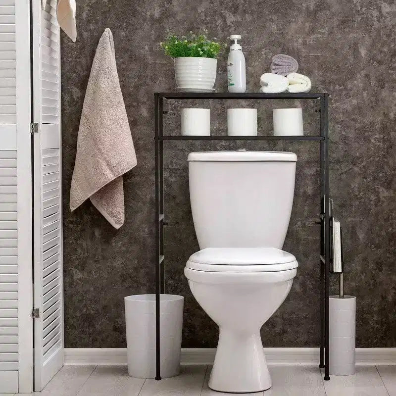 2 - Tier Over Toilet Storage Space Saver Metal Bathroom Shelves Freestanding Above Over Toilet Storage Shelf with 1 Magazine