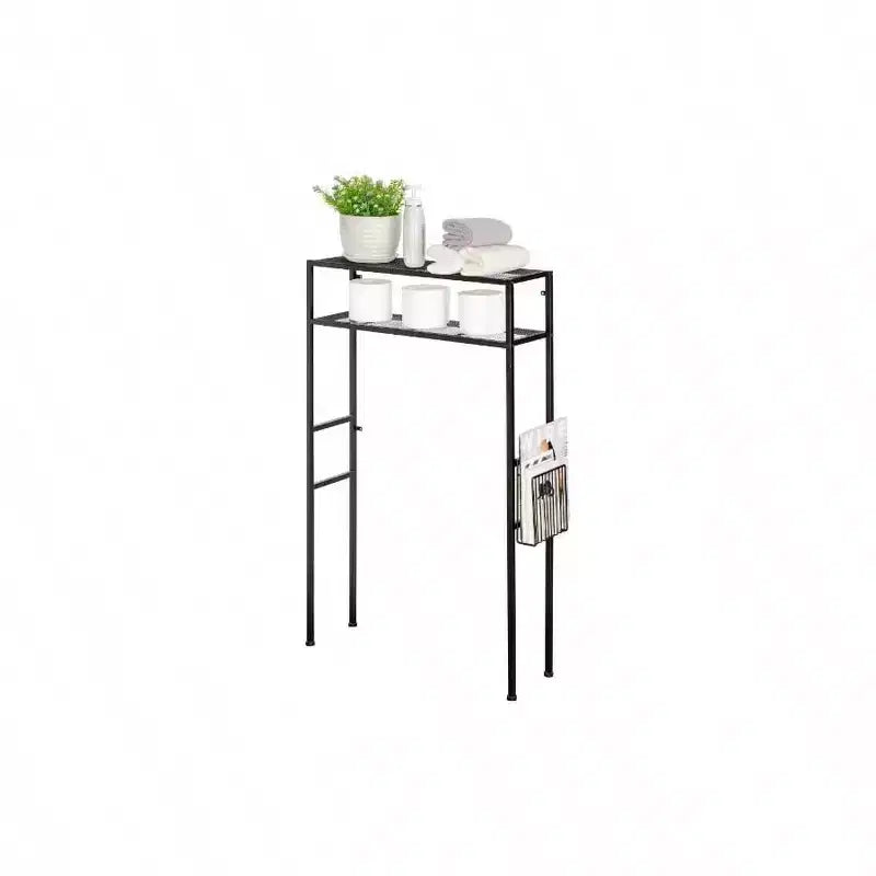 2 - Tier Over Toilet Storage Space Saver Metal Bathroom Shelves Freestanding Above Over Toilet Storage Shelf with 1 Magazine