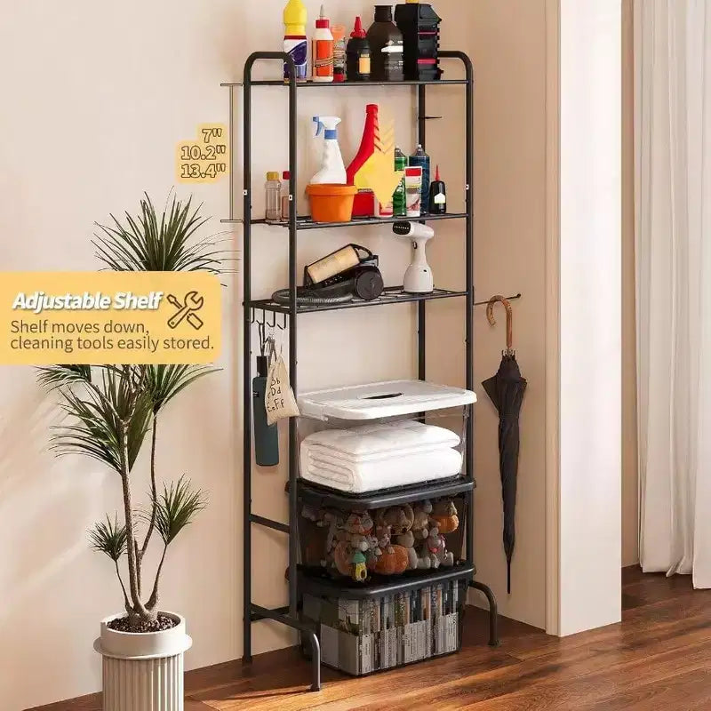 Over Toilet Storage 3 Tier Heavy Duty Metal Bathroom Organizer Freestanding Space Saver with Wide Shelves Towels Toilet Paper Black