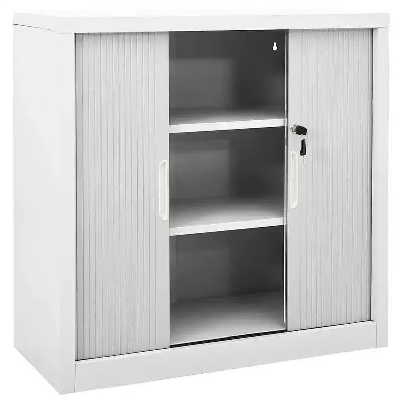 Sliding Door Cabinet White Steel Medium Sliding Door Cabinet