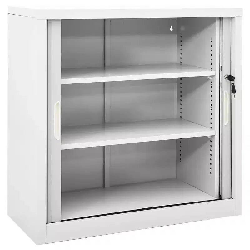 Sliding Door Cabinet White Steel Medium Sliding Door Cabinet