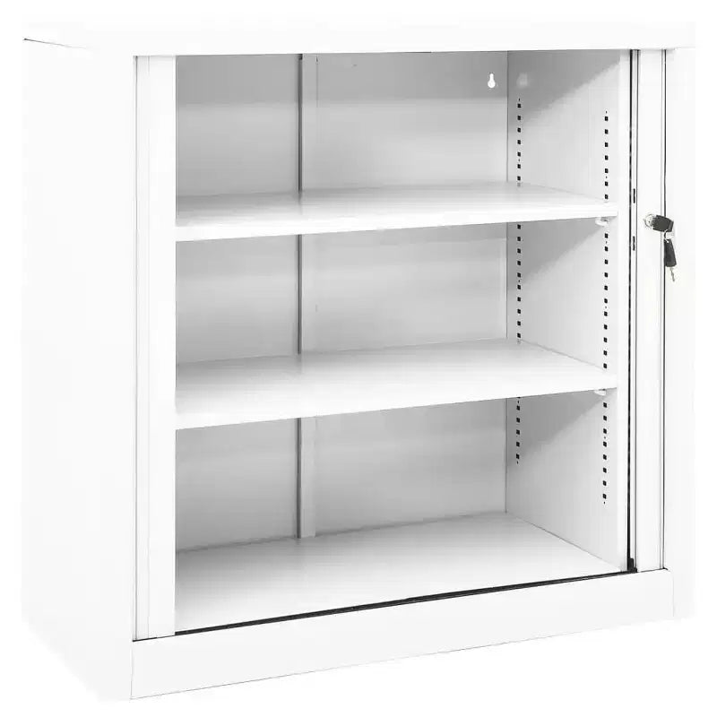 Sliding Door Cabinet White Steel Medium Sliding Door Cabinet