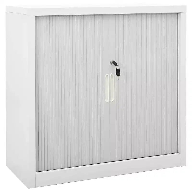 Armoire à portes coulissantes en acier blanc de taille moyenne