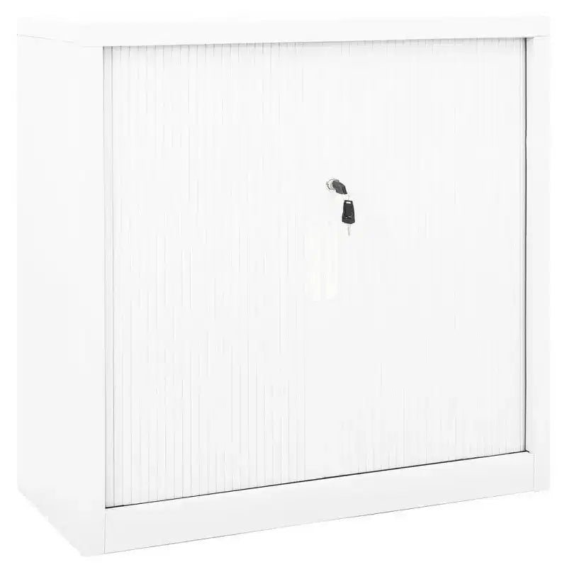 vidaXL Sliding Door Cabinet White Steel Medium Sliding Door Cabinet