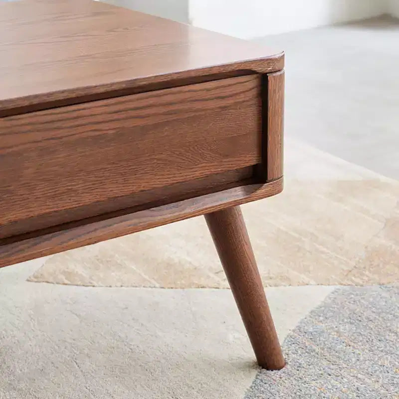 Solid Wood Study Desk, Lift-Top Coffee Table with Two Drawers and Hidden Compartment