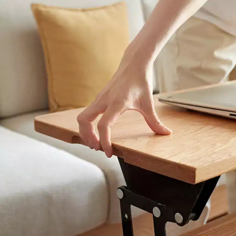 Solid Wood Study Desk, Lift-Top Coffee Table with Two Drawers and Hidden Compartment