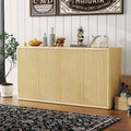 66.3in Large Sideboard Buffet Cabinet, Kitchen Modern Fluted Cupboard,Coffee Bar Console Storage Cabinet with Adjustable Shelves for Living Room