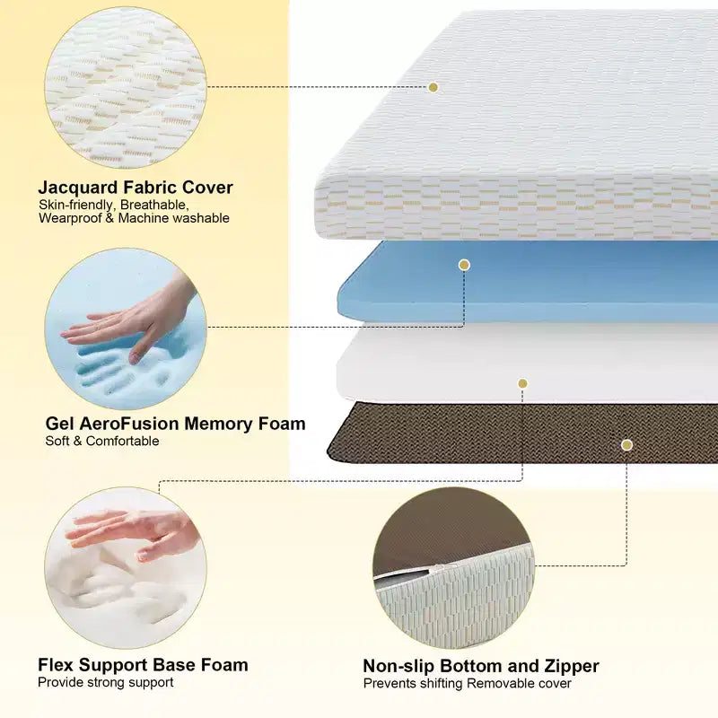 Tri-Fold Memory Foam Mattress with Washable Cover & Storage Bag, Foldable Floor Mattress for Guest Bed/Dorm/Camping/Murphy Bed