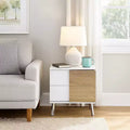 Royal Hampton Wooden Dual Tone End Table with 2 Drawers, White and Brown