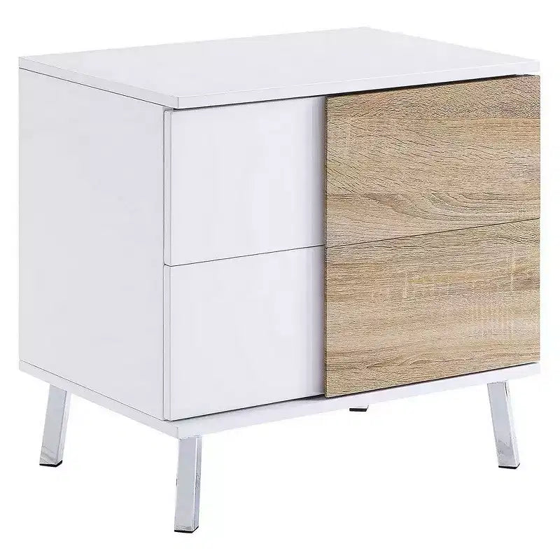 Royal Hampton Wooden Dual Tone End Table with 2 Drawers, White and Brown