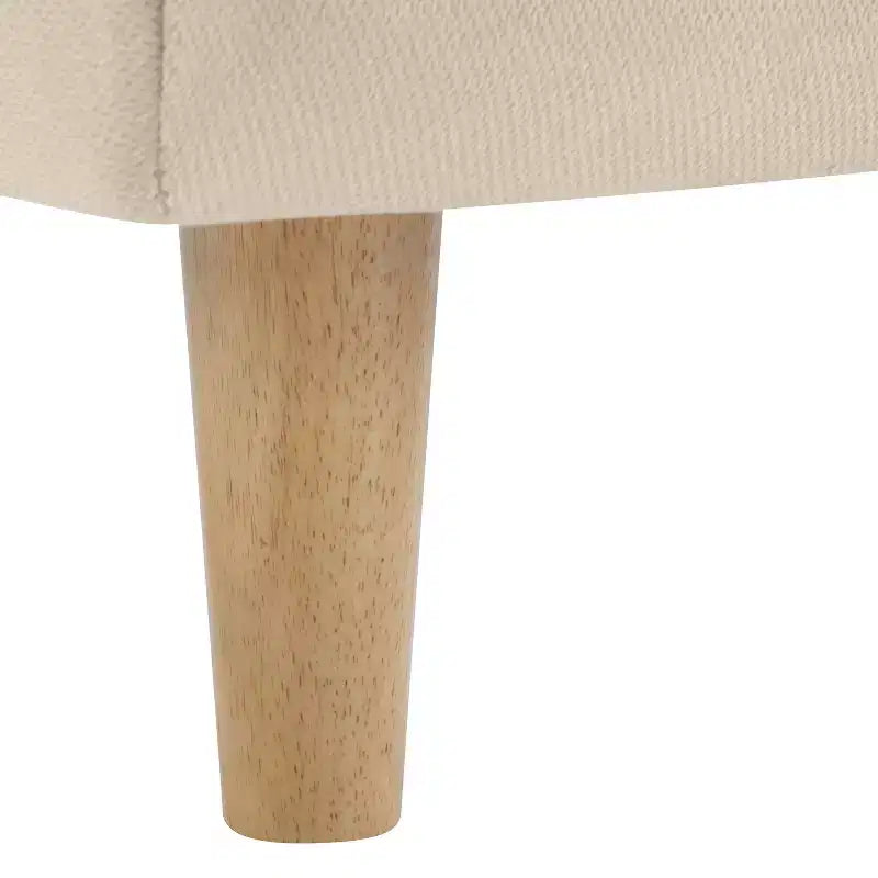 Modern Rubberwood Upholstered Bed with Chunky Headboard