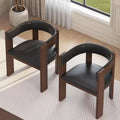 Modern PU Leather Upholstered Kitchen Chairs Set of 2 with Accent Curved Backrest and Rubber Wood Frame, for KitchenDining Room or Living Room