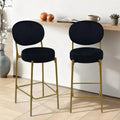 TUYOHW Set of 2 Velvet Counter Height Bar Stools,Bar Chair with Metal Legs,Oval Back &Footrest,Accent Counter Stools for Kitchen Island,Home Bar