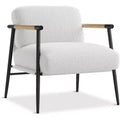 Modern Decorative Chair, Metal Frame and Wooden Armrests, Soft-padded Reading Chair for Bedrooms and Living Rooms, Ergonomic, White Single