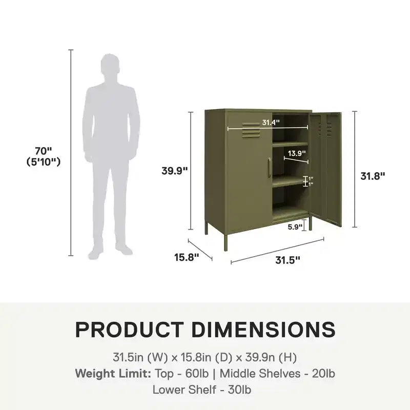 2 Door Metal Locker Storage Cabinet