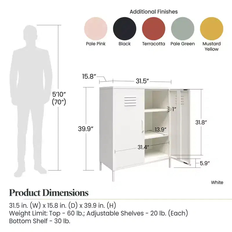 2 Door Metal Locker Storage Cabinet