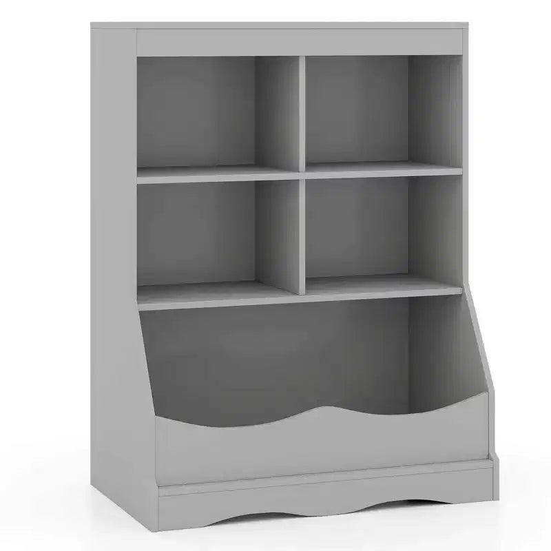 3-Tier Children's Multi-Functional Bookcase Toy Storage Bin Floor Cabinet Gray/White/Natural