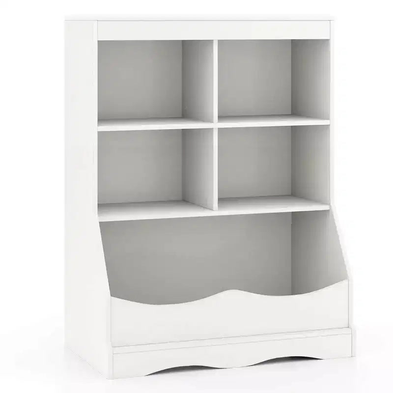 3-Tier Children's Multi-Functional Bookcase Toy Storage Bin Floor Cabinet Gray/White/Natural